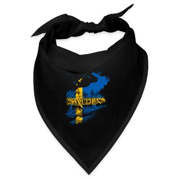 SWEDEN ELCH SCHWEDEN FLAGGE - Bandana Dreieckstuch - Schwarz - Vorne