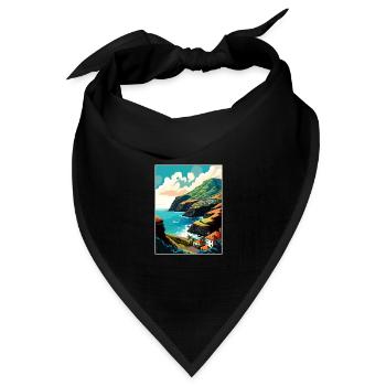 Azoren Portugal Vintage Reiseposter WPA Souvenir - Bandana Dreieckstuch - Schwarz - Vorne