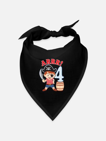 4. Geburtstag kleiner Pirat 4 Jahre alt Piraten - Bandana Dreieckstuch - Schwarz