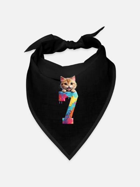 7 JAHRE KATZE 7. GEBURTSTAG - Bandana Dreieckstuch - Schwarz