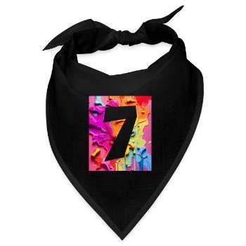 NR. 7 NUMMER 7 BUNT 7. GEBURTSTAG - Bandana Dreieckstuch - Schwarz - Vorne
