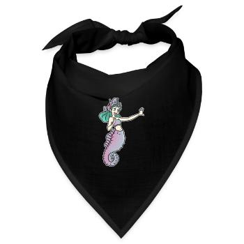 Anmutige Seepferdchen Prinzessin - Bandana Dreieckstuch - Schwarz - Vorne