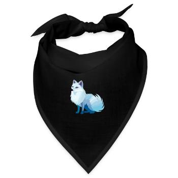 Arktisfuchs Bunte Aquarell-Karikatur Kawaii Anim - Bandana Dreieckstuch - Schwarz - Vorne