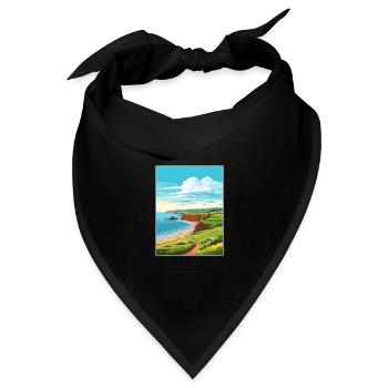 St Bees Head Cumbria Vintage Reiseposter WPA Kunst - Bandana Dreieckstuch - Schwarz - Vorne