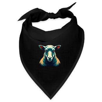 Schaf Cartoon Figur Buntes Haustier Tier - Bandana Dreieckstuch - Schwarz - Vorne