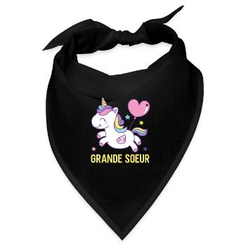 Große Schwester Einhorn - Bandana Dreieckstuch - Schwarz - Vorne