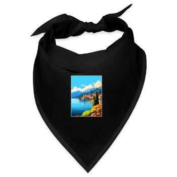 Comer See Italien Dekoration Vintage Reiseposter - Bandana Dreieckstuch - Schwarz - Vorne