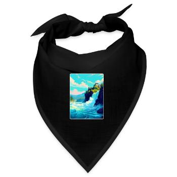 Rheinfall Schweiz Vintage Reiseplakat WPA - Bandana Dreieckstuch - Schwarz - Vorne