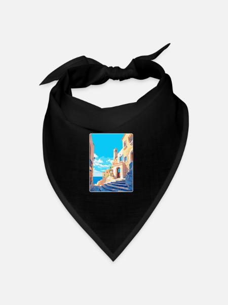 Rhodos Griechenland Vintage Reiseplakat WPA Souvenir - Bandana Dreieckstuch - Schwarz