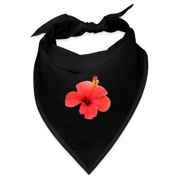 Blume rot rote Blumen rot rote Blumen Hibiskus - Bandana Dreieckstuch - Schwarz - Vorne