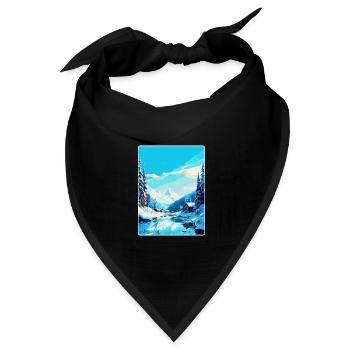 Val D Isere Frankreich Vintage Reiseplakat Souvenir - Bandana Dreieckstuch - Schwarz - Vorne