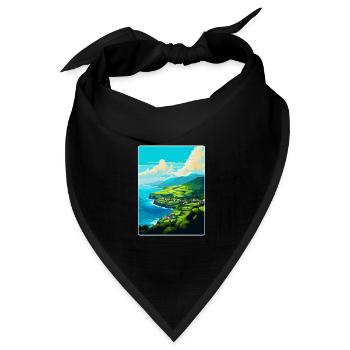 Azoren Portugal Vintage Reiseposter Souvenir WPA - Bandana Dreieckstuch - Schwarz - Vorne