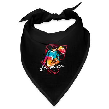 Kantiger Steinmetz Polygonmauerwerk - Bandana Dreieckstuch - Schwarz - Vorne