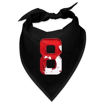 NR. 8 NUMMER 8 ROT WEIß 8. GEBURTSTAG - Bandana Dreieckstuch - Schwarz - Vorne