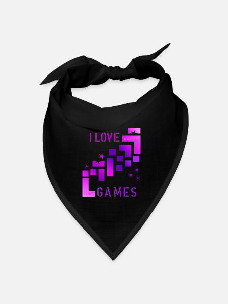 I love games - Bandana Dreieckstuch - Schwarz