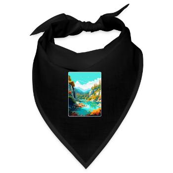 Peneda Geres Nationalpark Portugal Reiseplakat - Bandana Dreieckstuch - Schwarz - Vorne