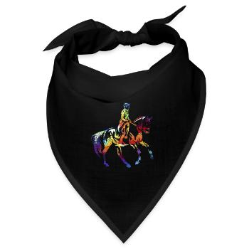 Anmutige Dressurreiterin Viereck - Bandana Dreieckstuch - Schwarz - Vorne