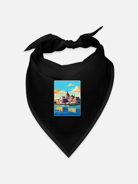 Budapest Ungarn Vintage Reiseplakat Souvenir - Bandana Dreieckstuch - Schwarz