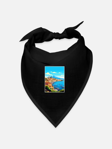 Neapel Italien Dekoration Vintage Reiseposter WPA - Bandana Dreieckstuch - Schwarz
