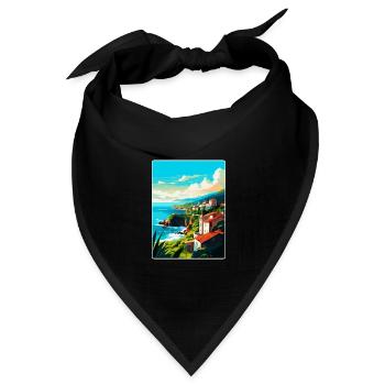 São Miguel Portugal Vintage Reiseplakat Souvenir - Bandana Dreieckstuch - Schwarz - Vorne
