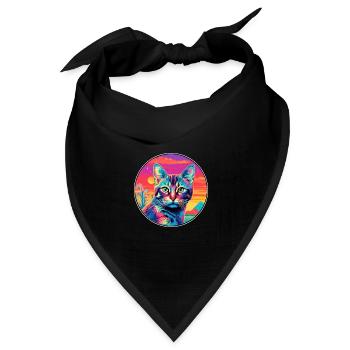 Pixie Bob Katzenrasse Aquarell Cartoon Kawaii Haustier - Bandana Dreieckstuch - Schwarz - Vorne