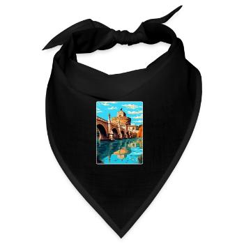 St. Angelo Brücke Italien Vintage Reiseplakat WPA - Bandana Dreieckstuch - Schwarz - Vorne