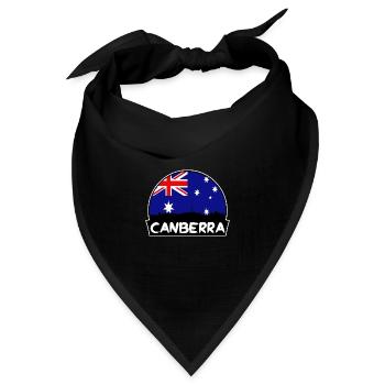 Canberra Australien Flagge Skyline Silhouette Reisen - Bandana Dreieckstuch - Schwarz - Vorne