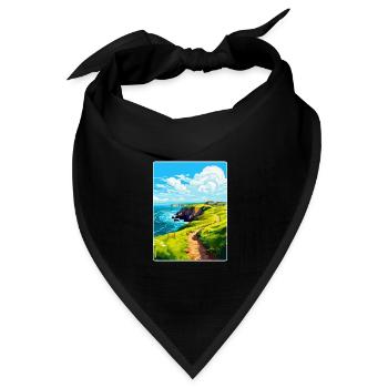 St Davids Head Wales Uk Reise Poster Souvenir WPA - Bandana Dreieckstuch - Schwarz - Vorne