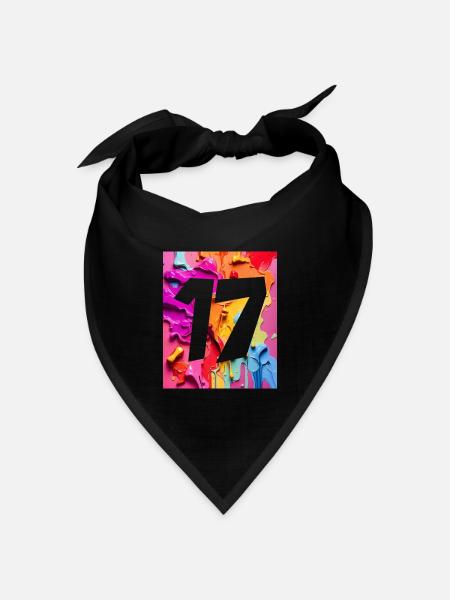 NR. 17 NUMMER 17 BUNT 17. GEBURTSTAG - Bandana Dreieckstuch - Schwarz