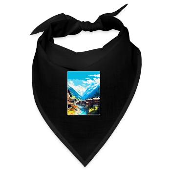 Sölden Österreich Vintage Reiseplakat Souvenir WPA - Bandana Dreieckstuch - Schwarz - Vorne