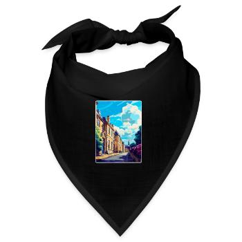 Chipping Norton England Uk Reiseposter Souvenir - Bandana Dreieckstuch - Schwarz - Vorne