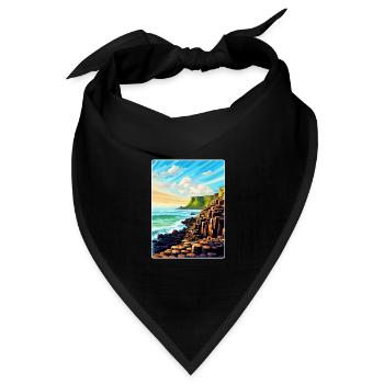 Giant Causeway Irland Uk Reiseposter Souvenir - Bandana Dreieckstuch - Schwarz - Vorne
