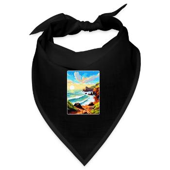 Hartland Quay Devon Vintage Reiseposter Souvenir - Bandana Dreieckstuch - Schwarz - Vorne