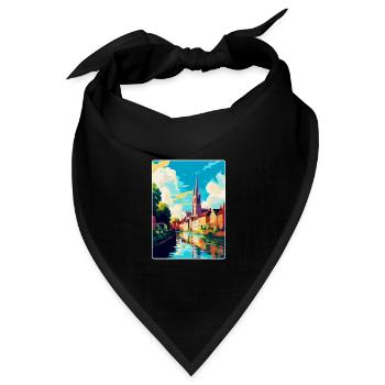 Norwich England Uk Vintage Reise Poster Souvenir - Bandana Dreieckstuch - Schwarz - Vorne