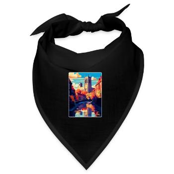 Durham England Uk Vintage Reiseposter Souvenir - Bandana Dreieckstuch - Schwarz - Vorne