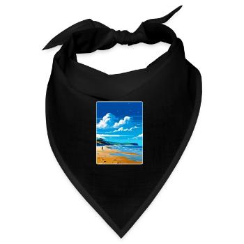 Croyde Beach Devon Vintage Reiseposter Souvenir - Bandana Dreieckstuch - Schwarz - Vorne