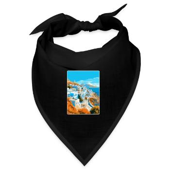 Ios Griechenland Vintage Reise Poster Souvenir Souvenir - Bandana Dreieckstuch - Schwarz - Vorne