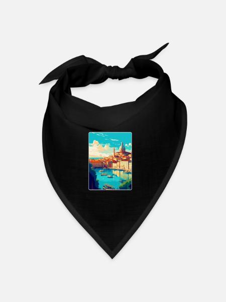 Marseille Frankreich Vintage Reiseplakat Souvenir - Bandana Dreieckstuch - Schwarz