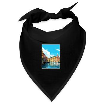 Palau Italien Vintage Reiseposter WPA Souvenir - Bandana Dreieckstuch - Schwarz - Vorne
