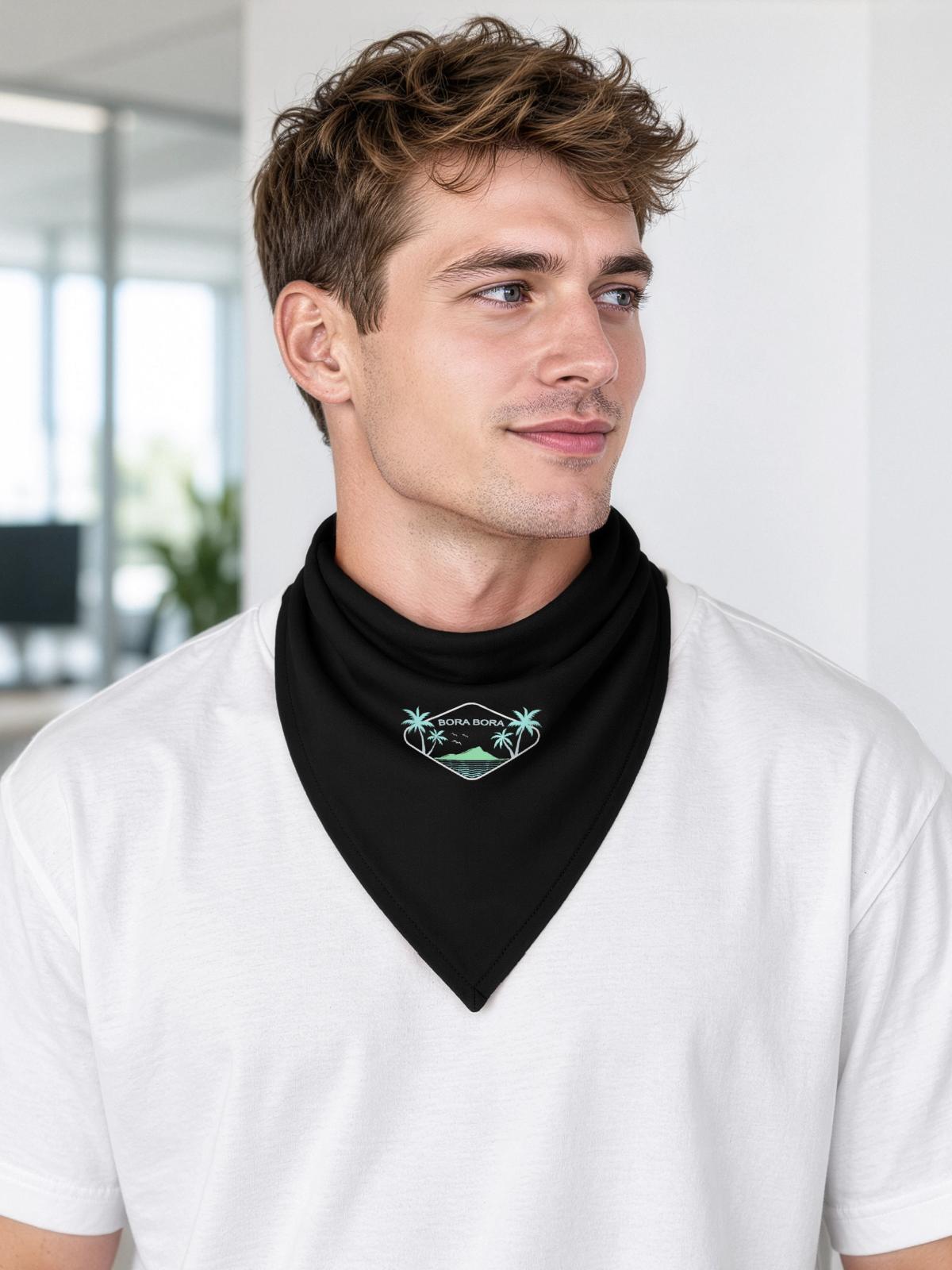 Bora Bora Inselidyll Logo - Bandana Dreieckstuch - Schwarz - Vorne