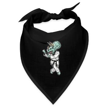 Trittsicherer Triceratops Taekwondo - Bandana Dreieckstuch - Schwarz - Vorne