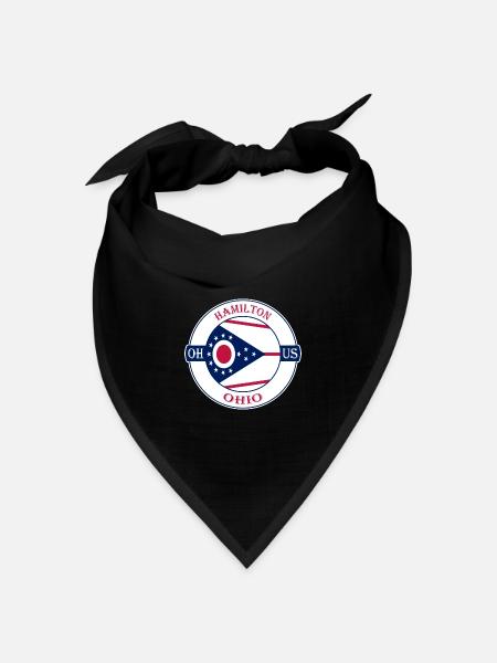 Hamilton Ohio Flagge USA Reise Souvenir Abzeichen - Bandana Dreieckstuch - Schwarz