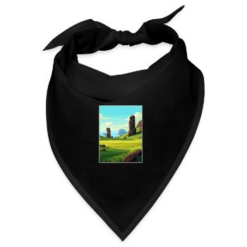 Osterinsel Dekoration Vintage Reiseposter WPA - Bandana Dreieckstuch - Schwarz - Vorne