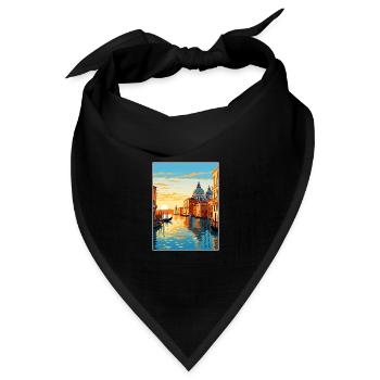 Venedig Italien Dekoration Markusplatz Souvenir - Bandana Dreieckstuch - Schwarz - Vorne