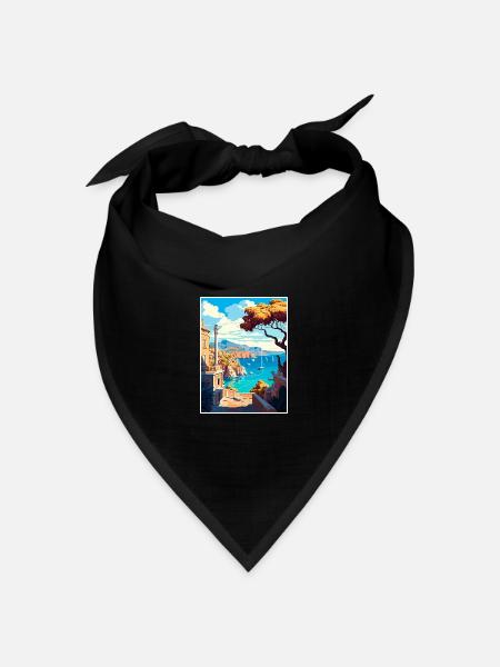 Rhodos Griechenland Dekoration Vintage Reiseposter WPA - Bandana Dreieckstuch - Schwarz