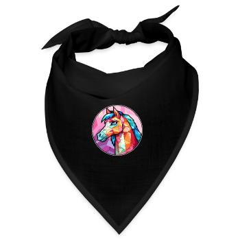 ponny buntes Buntes Cartoon-Kawaii-Tier - Bandana Dreieckstuch - Schwarz - Vorne