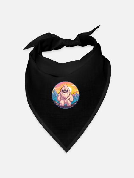 Yeti Buntes Aquarell Cartoon Kawaii Tier - Bandana Dreieckstuch - Schwarz