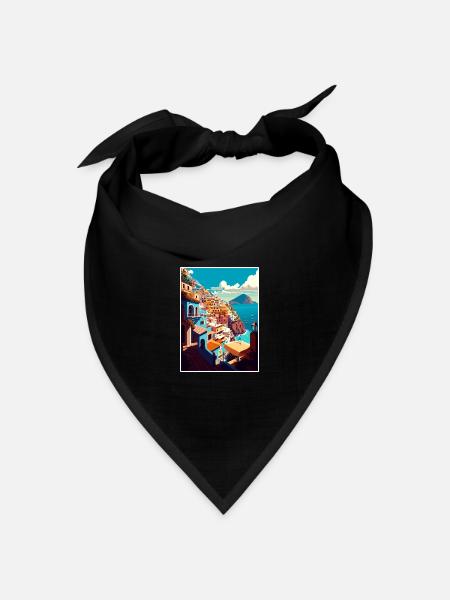 Positano Italien Vintage Reiseposter WPA Souvenir - Bandana Dreieckstuch - Schwarz