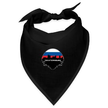 Jekaterinburg Russland Flagge Skyline Silhouette Trave - Bandana Dreieckstuch - Schwarz - Vorne