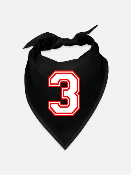 GLÜCKSZAHL DREI 3 LUCKY NUMBER TEAM SPORT RETRO - Bandana Dreieckstuch - Schwarz